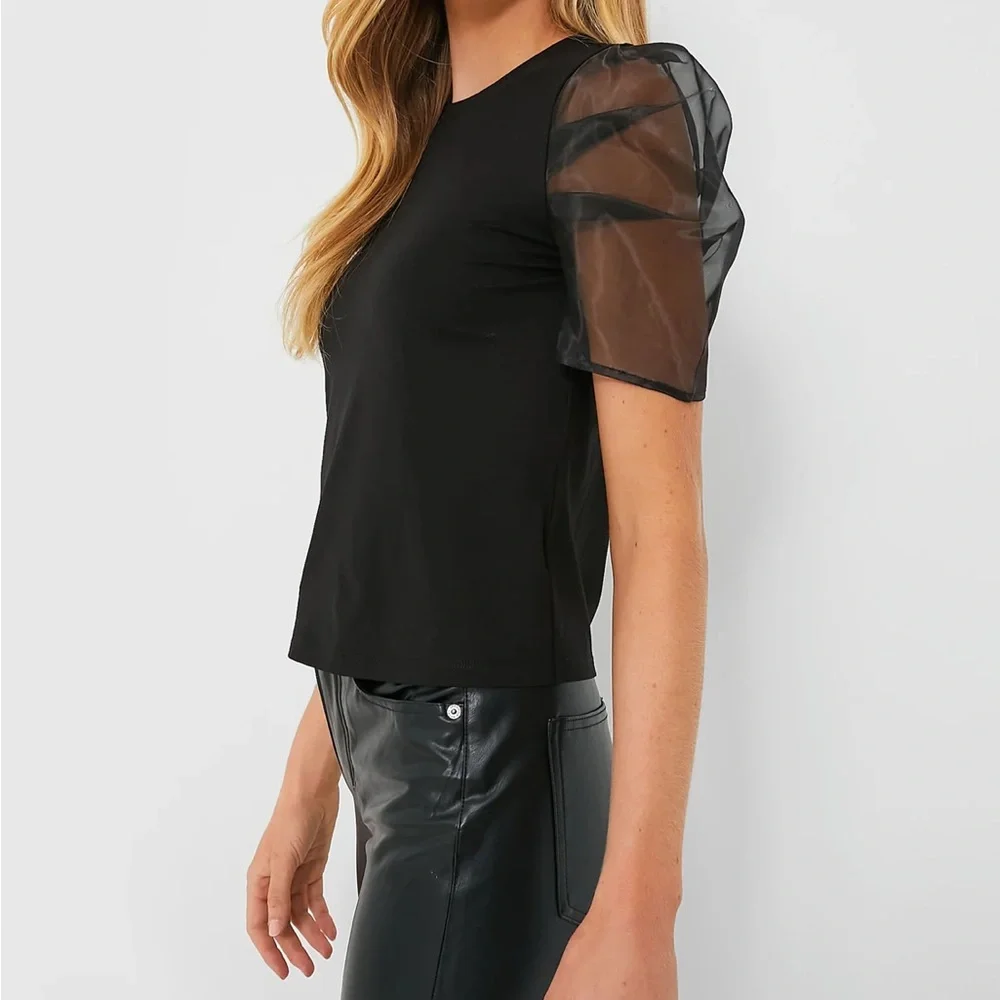 HYACINTH HOUSE
Black Tulle Sleeve Darby Blouse - Picture 3 of 11